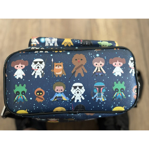 Disney Parks Loungefly Star Wars Chibi Character Print Mini Backpack Purse EUC - Picture 5 of 16